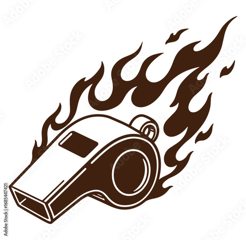 Burning whistle illustration showing speed power and energy suitable for sports and competition