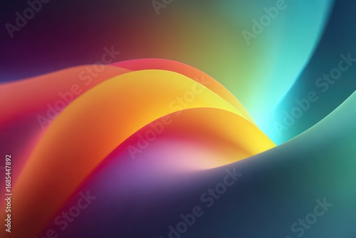 Colorful waves flow smoothly with vibrant gradients on blurred background. Use this image for design, wallpaper, presentations, and artistic creations.