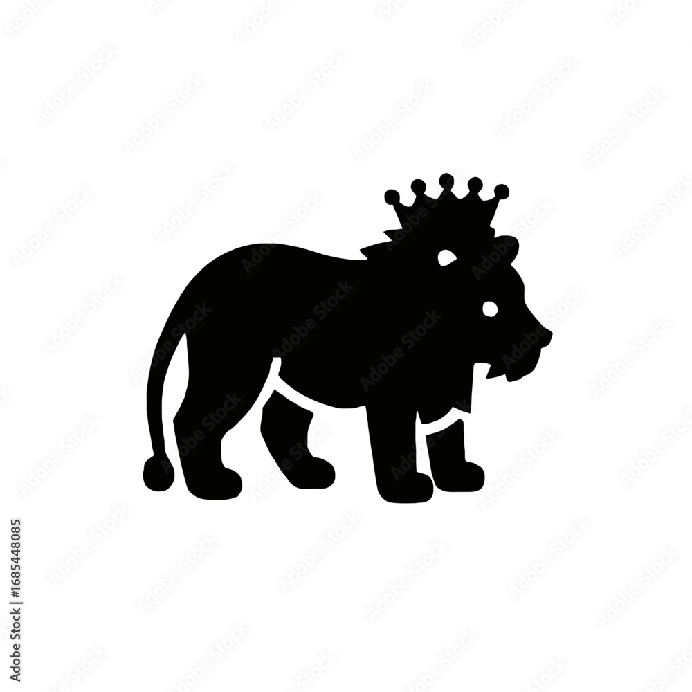 Fototapeta premium Vector art of silhouette of a majestic lion wearing a crown, symbolizing power and royalty