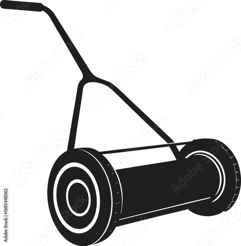 Manual lawnmower on grass ready for grass care 