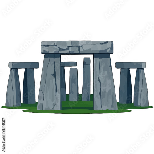 Vector art of stonehenge monument, ancient stone circle, prehistoric landmark, historical architecture