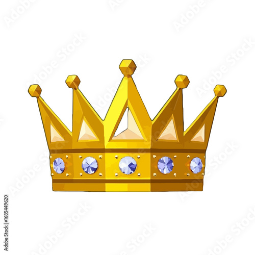 Vector art of golden royal crown with blue gems