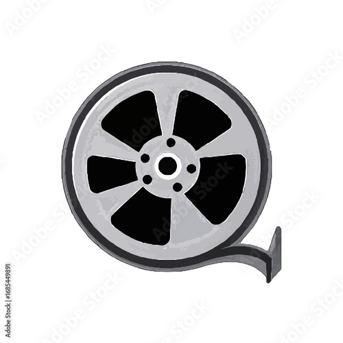 Vector art of a stylized illustration of a film reel with a transparent background, symbolizing cinema and movie production