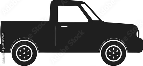 A black silhouette of a pickup truck, ready for any adventure. This classic pickup is a symbol of power and versatility.