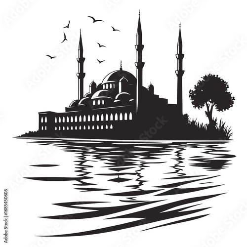 silhouette of mosque