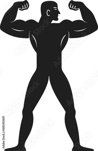 An illustration of a man flexing his muscles to showcase his strength and fitness