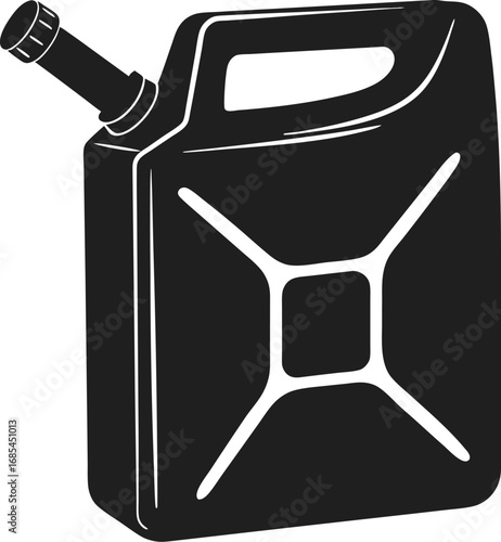 A Black gas can illustration, showcasing an essential tool for fuel storage, with its handle and spout clearly visible