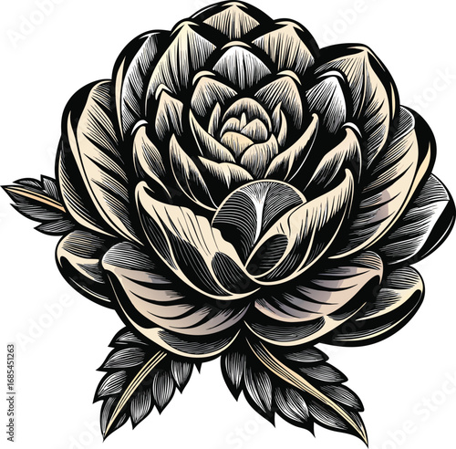 Spooky Gardenia Halloween Elegant Black and Beige 