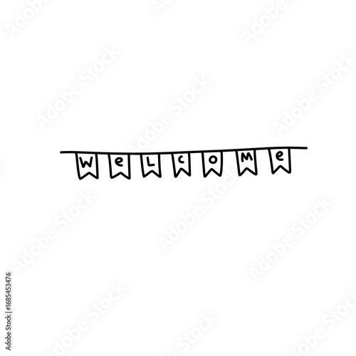 welcome hand drawn flag