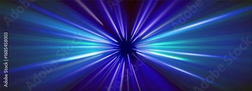 Blue hyperspace lightspeed effect with warp tunnel motion and neon star trails. Abstract quantum glows or digital laser patterns for cosmic backgrounds. Dynamic splash optics or infinity blur design.