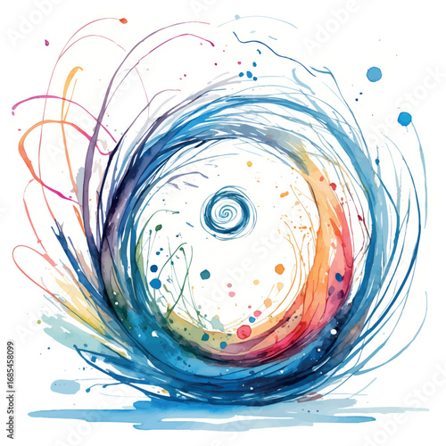Watercolor vector clarity emerging from chaotic scribbles into calm form