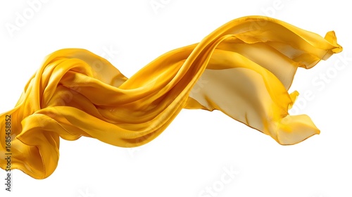 Elegant Yellow Silk Scarf Fluttering in the Wind - High Quality Satin Fabric Photo