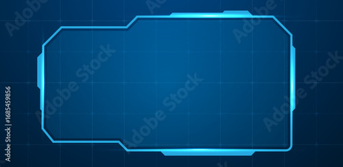Digital HUD screen or technology box blue light interface vector editable	