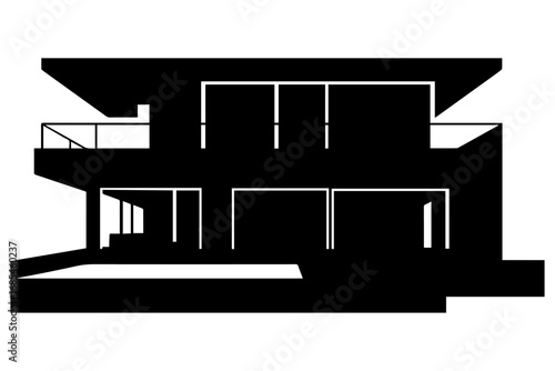 Silhouette of Modern Two Story House