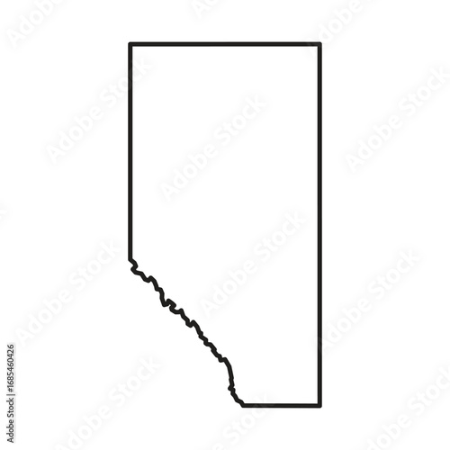 Alberta Black Outline Map Graphic Illustration