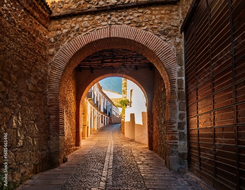 ancient stone archway entrance with rustic textures merida spain