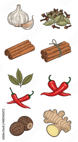 A culinary collection of exotic spices and aromatics for flavorful dishes