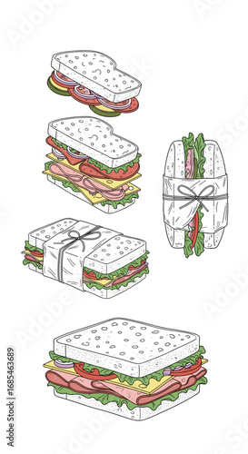 Delicious homemade sandwiches perfect for lunch or picnics with various fillings