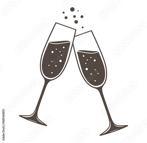 Elegant champagne glasses clinking together toasting a celebration or special occasion