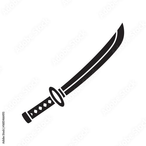 Japanese Katana Sword Silhouette Icon Graphic
