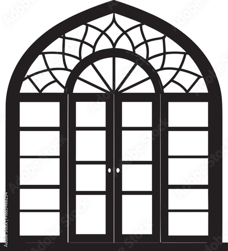 Black Arabian Arch Window Vector - Silhouette Architecture Clipart