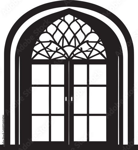 Black Arabian Arch Window Vector - Silhouette Architecture Clipart