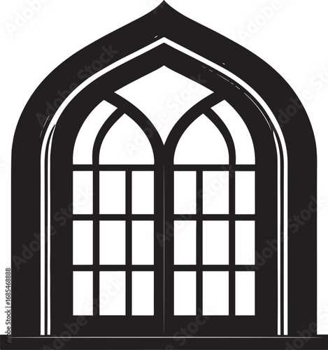 Black Arabian Arch Window Vector - Silhouette Architecture Clipart