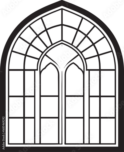 Black Arabian Arch Window Vector - Silhouette Architecture Clipart