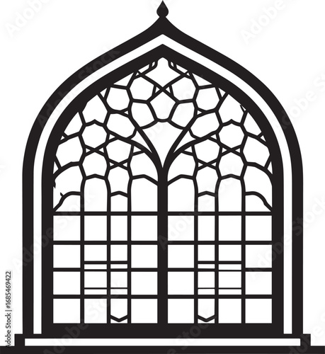 Black Arabian Arch Window Vector - Silhouette Architecture Clipart