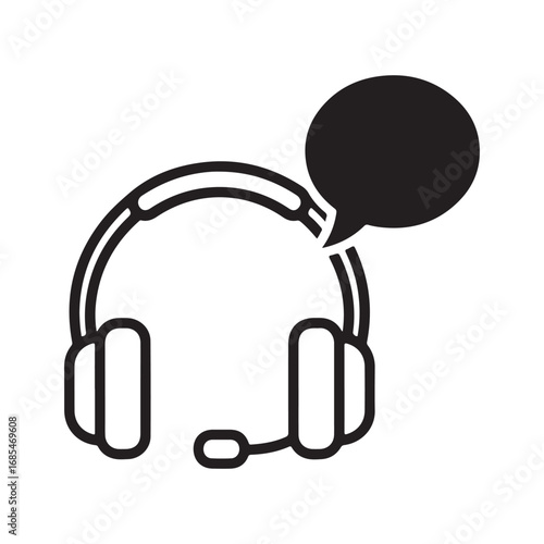 Headset with Microphone and Speech Bubble