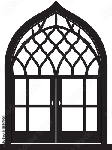Black Arabian Arch Window Vector - Silhouette Architecture Clipart