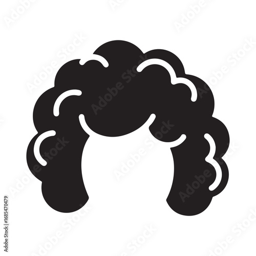 Voluminous Curly Hair Silhouette Graphic Element