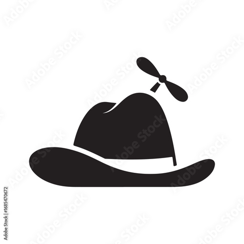 Black Silhouette of a Whimsical Propeller Hat Icon