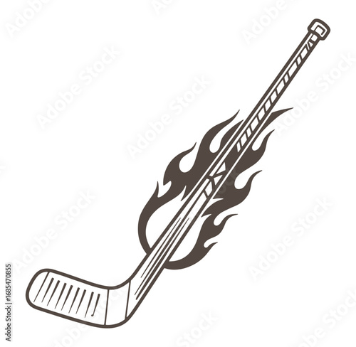 Vector illustration of a hockey stick with flames a design for sports themes.
