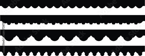 black and white Scalloped and Zigzag Borders. scalloped edge borders and dividers. Simple scalloped border.
