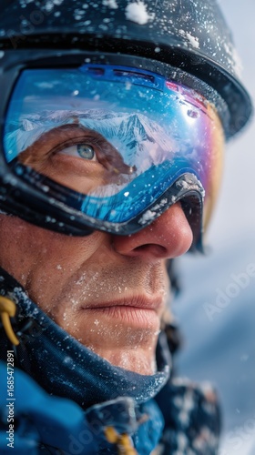 Mountaineer Gazes at Snowy Peaks While Battling Harsh Winter Conditions in th...