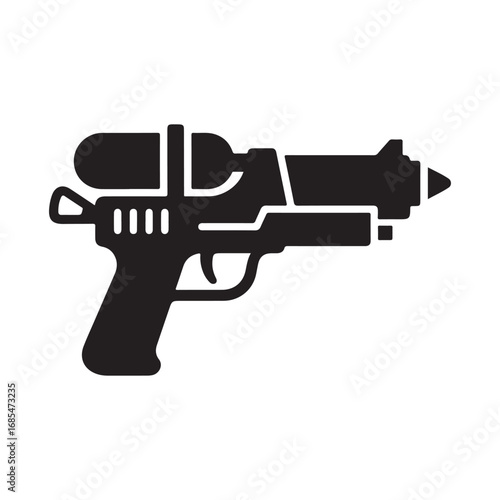 Stylized Black Silhouette of a Toy Blaster Gun