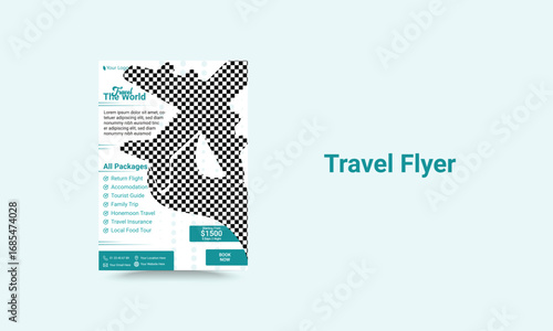 Minimal and simple travel flyer template, leaflet design, tour flyer