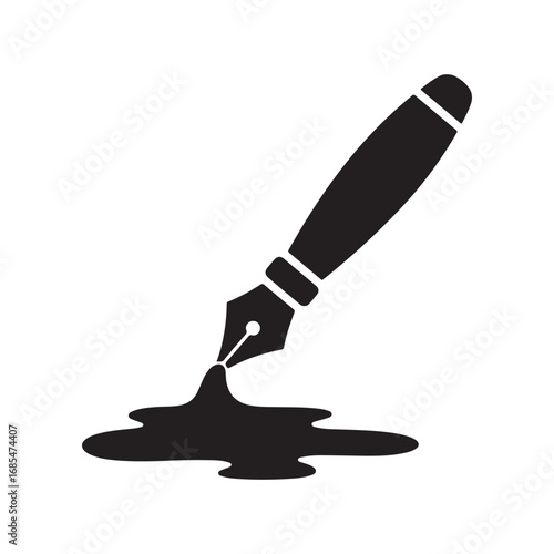 Stylized Fountain Pen and Ink Blot
