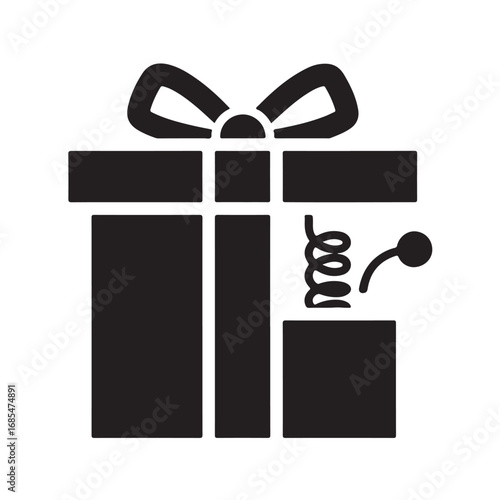 Playful Surprise Gift Box Icon with Spring-Loaded Element