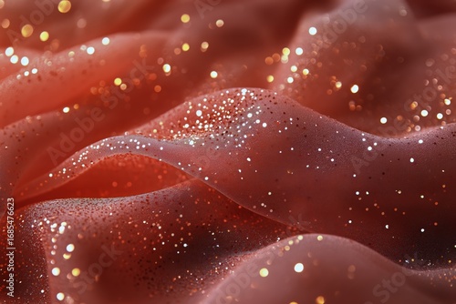 Sparkling Translucent Fabric Drapes With Shimmering Glitter in Warm Tones