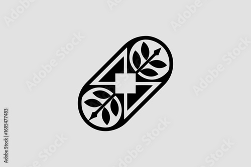 capsule pharmacy medical logo template vector. logo with nature or leaf with blue and green color. this logo is suitable for health business, doctor, hospital, cross symbol.