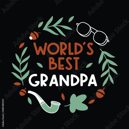 World's Best Grandpa Wreath Illustration