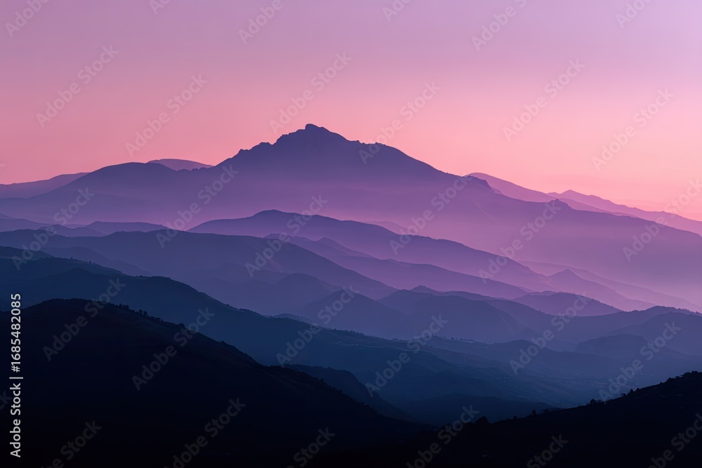 Fototapeta premium Misty mountain range at dawn