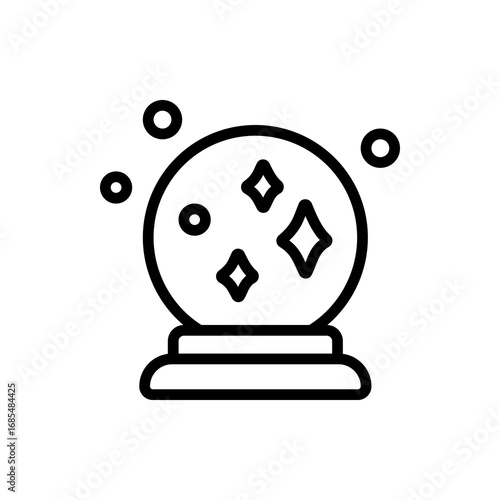 Clean line icon of a crystal ball on a stand. Great for fortune-telling visuals, Halloween themes, mystical graphics, and spooky seasonal designs.