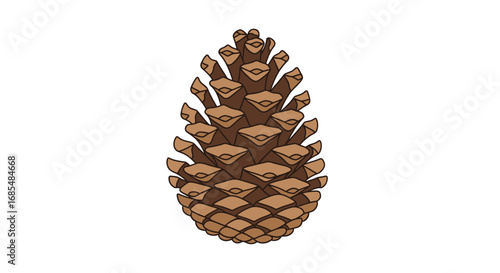 Detailed Illustration of a Brown Pine Cone with Visible Scales.