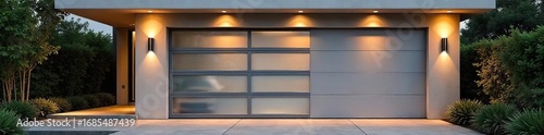 Modern automatic garage door opener system with remote control, sleek design, easy operation, providing home security and convenience , steel, automation