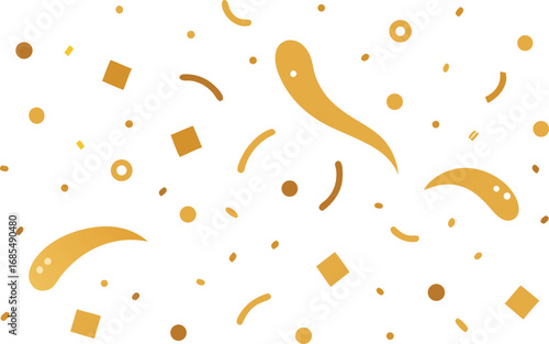 Vector art of golden confetti falling on a, creating a festive and celebratory atmosphere, perfect for party decorations and event invitations