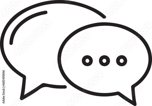 Black and White Chat Bubbles Icon - Conversation and Communication Symbol