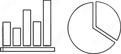 A simple, black-and-white line drawing of two types of charts.